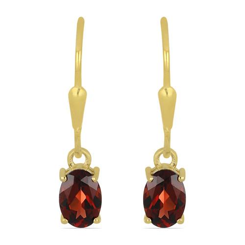 BUY 925 SILVER GOLD PLATED NATURAL GARNET GEMSTONE EARRINGS